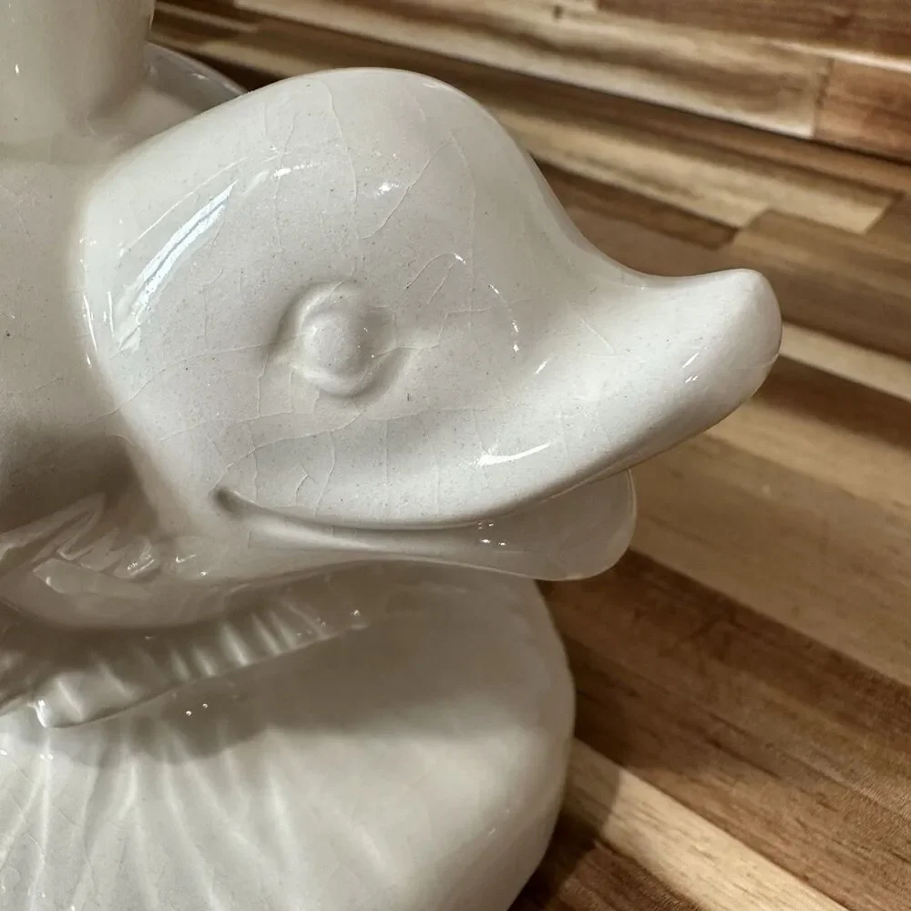 Vtg ‘60 Cherub Riding Dolphin Holding Shell Soap Dish - Holland Mold White Glaze